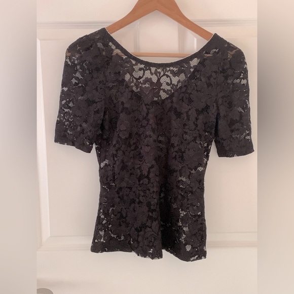 White House Black Market lace peplum top - Picture 1 of 3